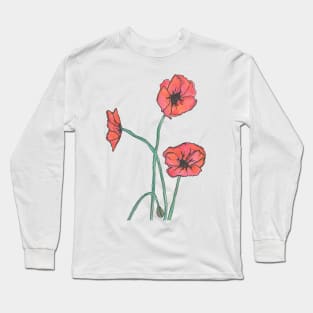 Red Poppies Long Sleeve T-Shirt